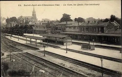 Ak Saint Just en Chaussée Oise, La Gare, les Quais