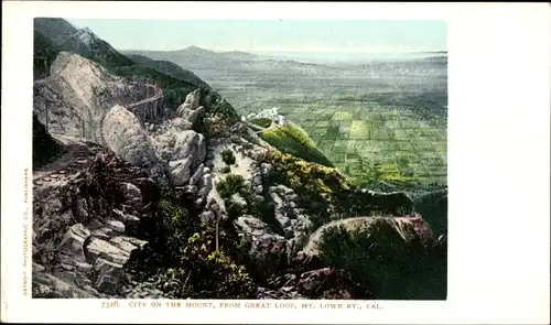 Ak Kalifornien USA, Bahngleis am Mount Lowe vom Great Loop