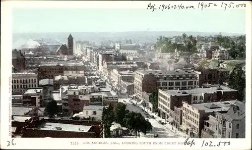 Ak Los Angeles Kalifornien USA, Blick auf die Stadt vom Gericht nach Süden