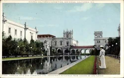 Ak San Diego California USA, Panama California Exposition, Laguna de las Flores