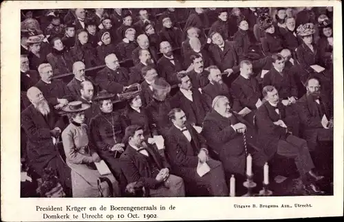 Ak Utrecht Niederlande, Burenversammlung in der Domkirche 1902, Präsident Ohm Krüger