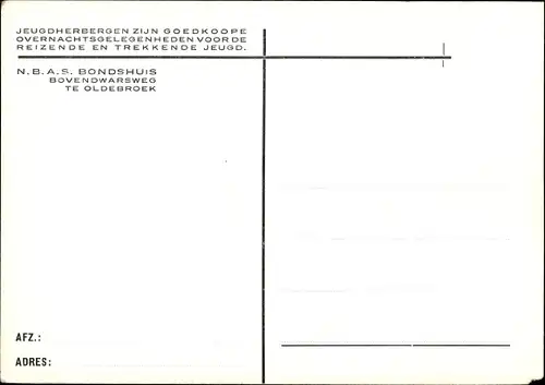 Ak Oldebroek Gelderland, NBAS Bondshuis, Jeugdherberg