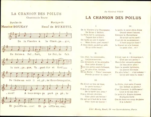 Lied Klapp Ak Les Chansons de France, Maurice Boukay, La Chanson des Poilus