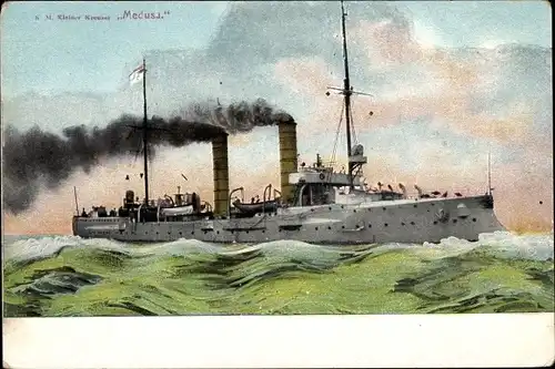 Ak Deutsches Kriegsschiff, SMS Medusa, Kleiner Kreuzer, Kaiserliche Marine