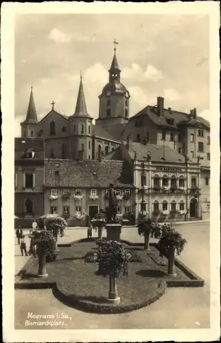 Ak Meerane Sachsen, Am Bismarckplatz, Denkmal