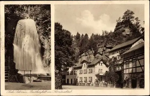 Ak Bad Schandau Sächsische Schweiz, Beuthenfall im Kirnitzschtal