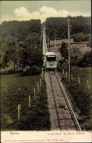 Ak Vevey Kanton Waadt, Funiculaire du Mont Pelerin