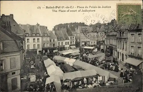 Ak Saint Pol sur Ternoise Pas de Calais, Place du Palais de Justice