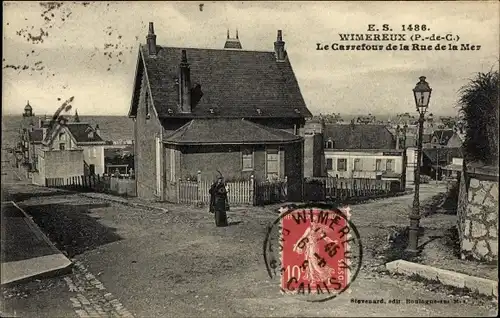 Ak Wimereux Pas de Calais, Le Carrefour de la Rue de la Mer