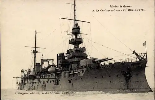 Ak Französisches Kriegsschiff, Croiseur Cuirasse Démocratie, Marine de Guerre
