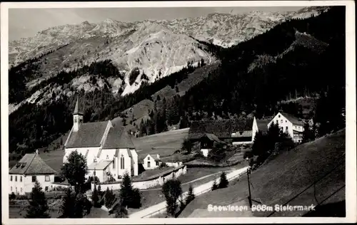 Ak Seewiesen Turnau Steiermark, Panorama mit Kirche