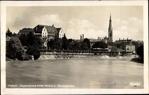 Ak Villach in Kärnten, Dependance Hotel Moser und Nikolaikirche