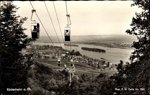 Ak Rüdesheim am Rhein, Blick von der Seilbahn