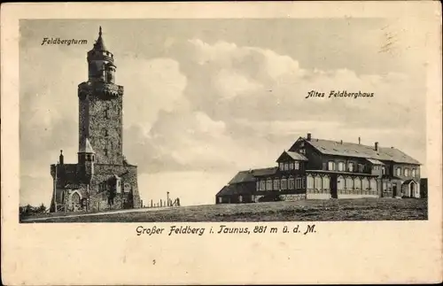 Ak Niederreifenberg Schmitten im Taunus, Großer Feldberg, Altes Feldberghaus, Feldbergturm