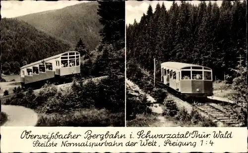 Ak Oberweißbach im Weißbachtal Thüringen, Oberweißbacher Bergbahn im Schwarzatal