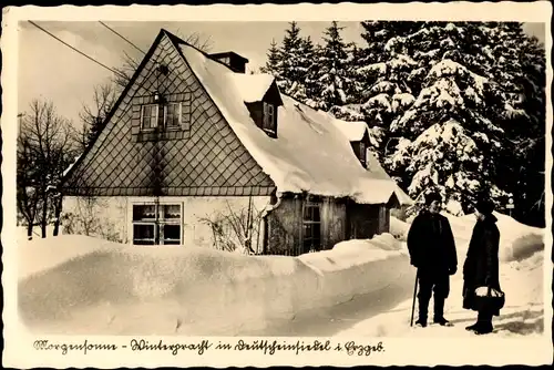 Ak Deutscheinsiedel Deutschneudorf im Erzgebirge, Morgensonne-Winterpracht