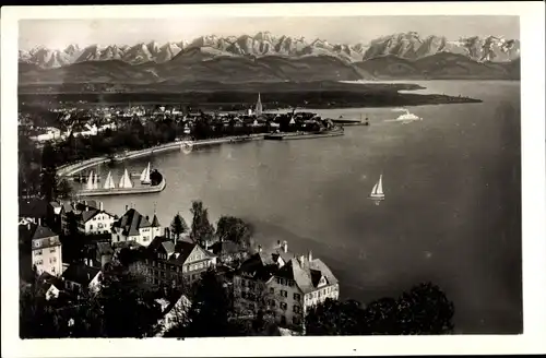 Ak Friedrichshafen am Bodensee, Luftbild, Segelboote