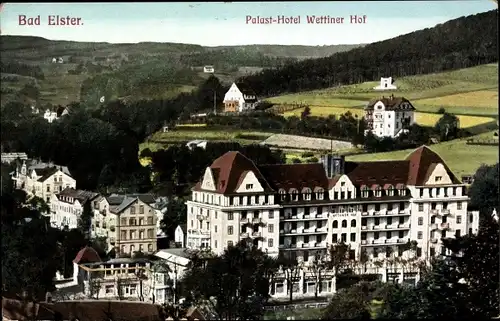 Ak Bad Elster im Vogtland, Panorama, Palast Hotel Wettiner Hof