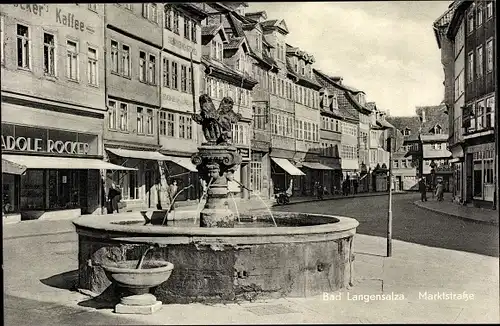 Ak Bad Langensalza in Thüringen, Marktstraße, Brunnen