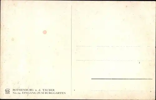 Künstler Ak Rothenburg ob der Tauber Mittelfranken, Eingang zum Burggarten