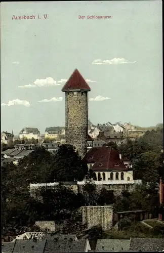 Ak Auerbach Vogtland, Der Schlossturm mit Umgebung