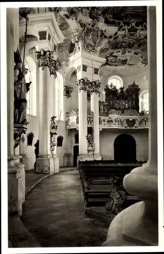 Ak Wies Steingaden in Oberbayern, Wieskirche, Wallfahrtskirche, Inneres