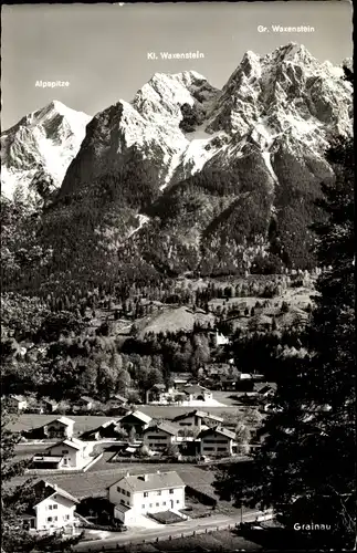 Ak Grainau in Oberbayern, Alpspitze, Kl. und Gr. Waxenstein, Panorama