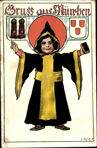 Künstler Ak Engelhard, P.O.E., München, Münchner Kindl