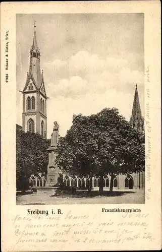 Ak Freiburg im Breisgau, Franziskanerplatz