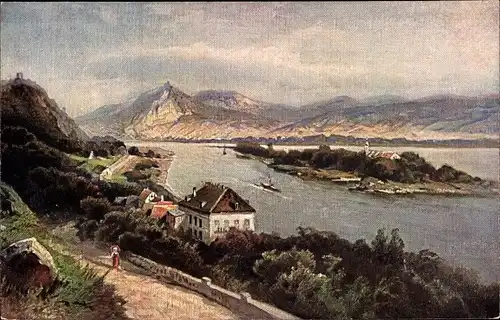 Künstler Ak Astudin, Rolandseck Remagen am Rhein, Hotel, Insel