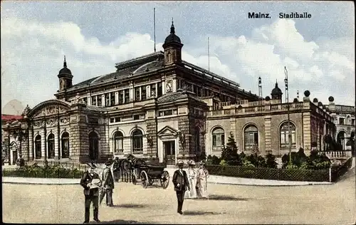 Ak Mainz am Rhein, Stadthalle, Kutsche