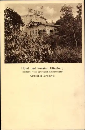 Ak Ostseebad Zinnowitz auf Usedom, Hotel und Pension Glienberg