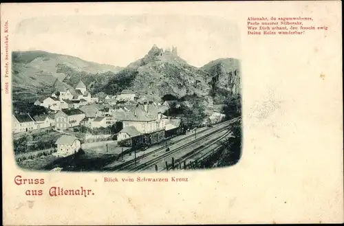 Ak Altenahr im Ahrtal, Blick vom Schwarzen Kreuz, Bahnhof
