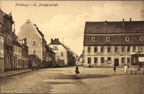 Ak Frohburg in Sachsen, Peniger Straße, Gasthaus Roter Hirsch, Bes. Gustav Schulze, Max Lochmann