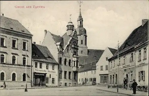 Ak Taucha in Nordsachsen, Marktplatz, Pelzwaren