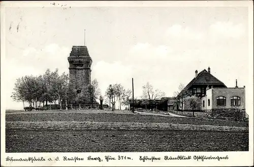 Ak Reust Rückersdorf in Thüringen, Reuster Berg, Bismarcksäule