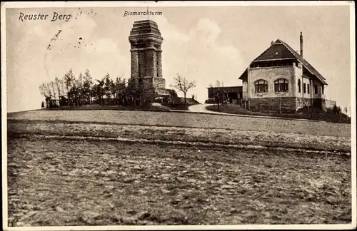 Ak Reust Rückersdorf in Thüringen, Reuster Berg, Bismarckturm