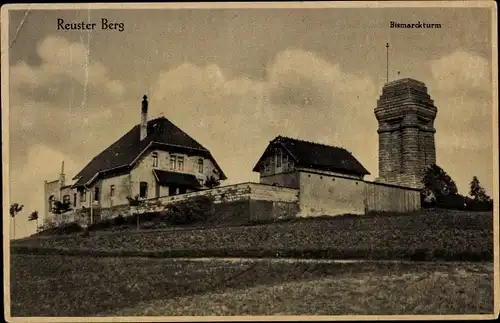 Ak Reust Rückersdorf in Thüringen, Reuster Berg, Bismarckturm