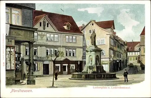 Ak Nordhausen am Harz, Lutherplatz und Lutherdenkmal