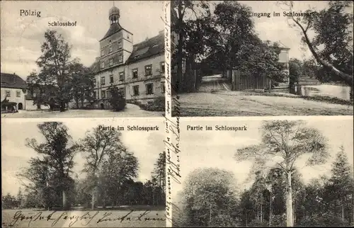 Ak Pölzig in Thüringen, Schloss, Schlosshof, Schlosspark
