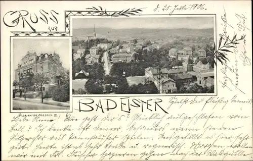 Ak Bad Elster im Vogtland, Gesamtansicht, Villa Kaiser Friedrich II.