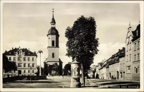 Ak Triptis in Thüringen, Kirche und Schule