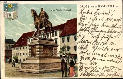 Litho Weißenfels an der Saale, Kaiser Wilhelm Denkmal