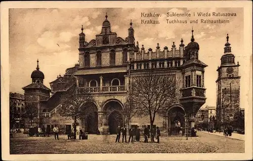 Ak Kraków Krakau Polen, Tuchhaus, Rathausturm