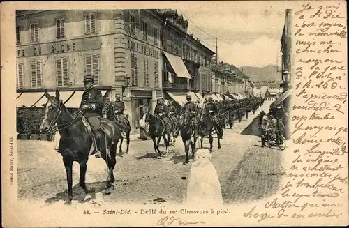 Ak Saint Dié des Vosges, Defile du 10 Chasseurs a pied