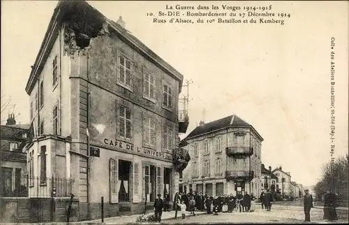 Ak Saint Dié des Vosges, Bombardement du 17 Decembre 1914, Rue d'Alsace