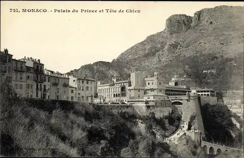 Postkarte Monaco, Fürstenpalast und Tête de Chien