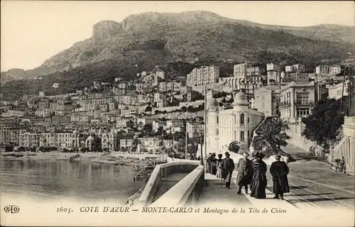 Ak Monte-Carlo Monaco, Gesamtansicht und Montagne de la Tête de Chien