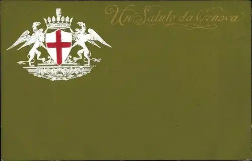 Wappen Ak Un Saluto da Genova, Italien