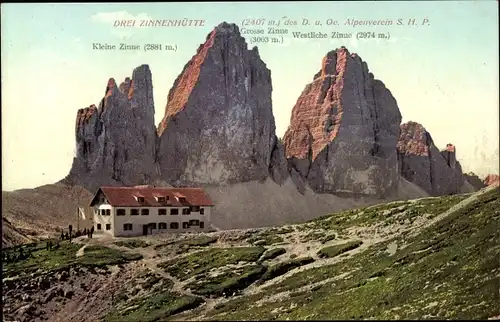 Ak Sesto Sexten Trentino Südtirol, Drei Zinnenhütte